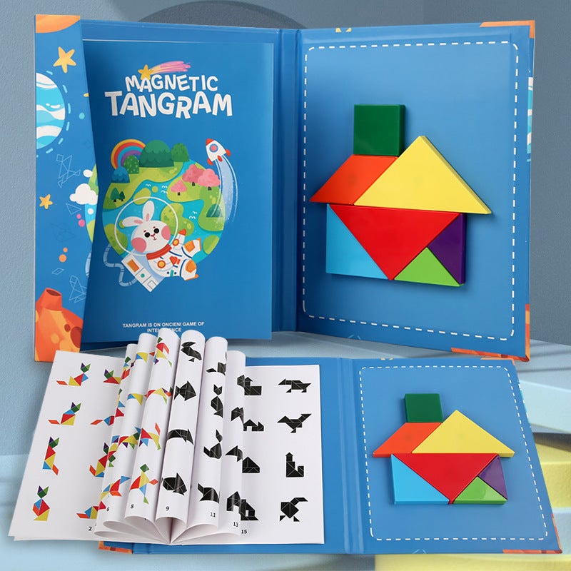 Colorful Wooden Magnetic Tangram Teaching Aids Kidsren'S Educational Early Education Toys Development Puzzles Magnetic Puzzle Fun - Image 1